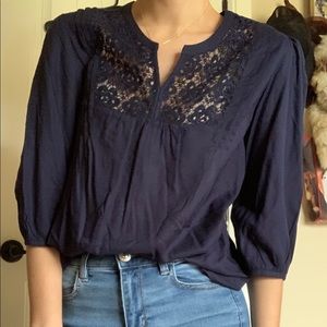 Navy v-neck blouse